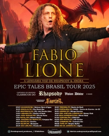 Fábio Lione está viajando pelo Brasil com a turnê Epic Tales